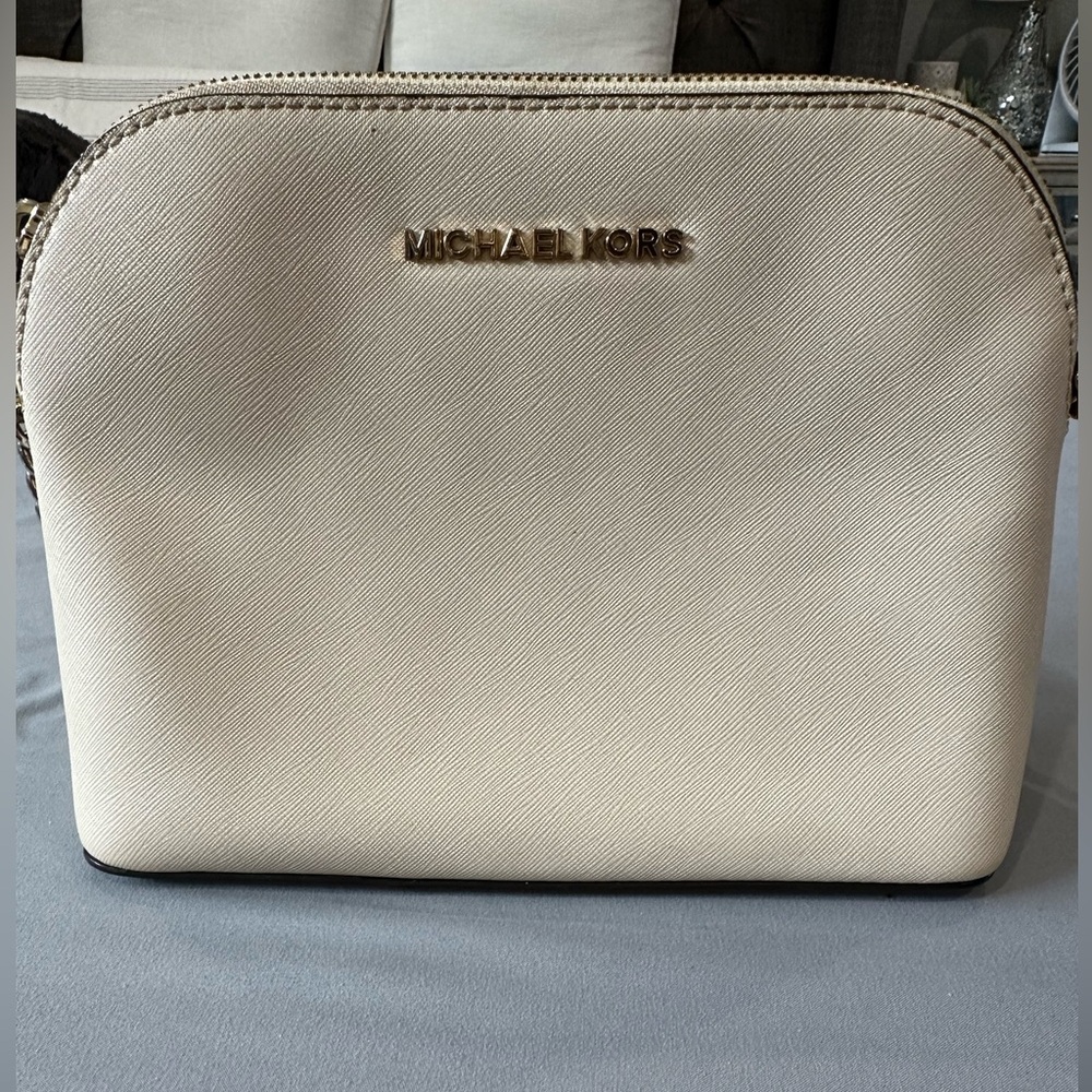 Michael Kors Cream and Gold Crossbody Bag with Chain Strap